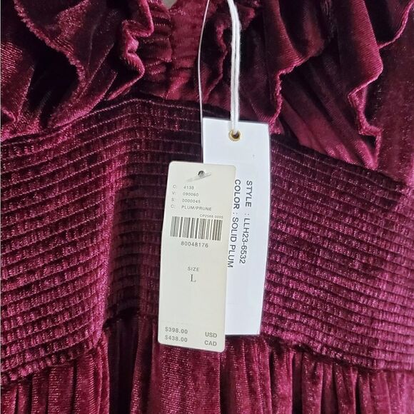 Love the Label Azalea Velvet Ruffled Tiered V-Neck Midi Dress Size Large NWT - Picture 9 of 11